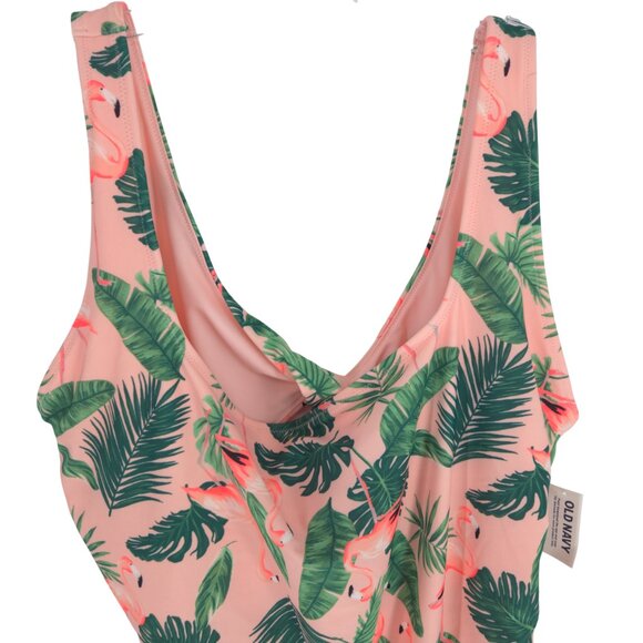 Old Navy Twist Back One Pink Flamingo One-Piece Swimsuit Birds in Paradise 3X - Picture 2 of 16